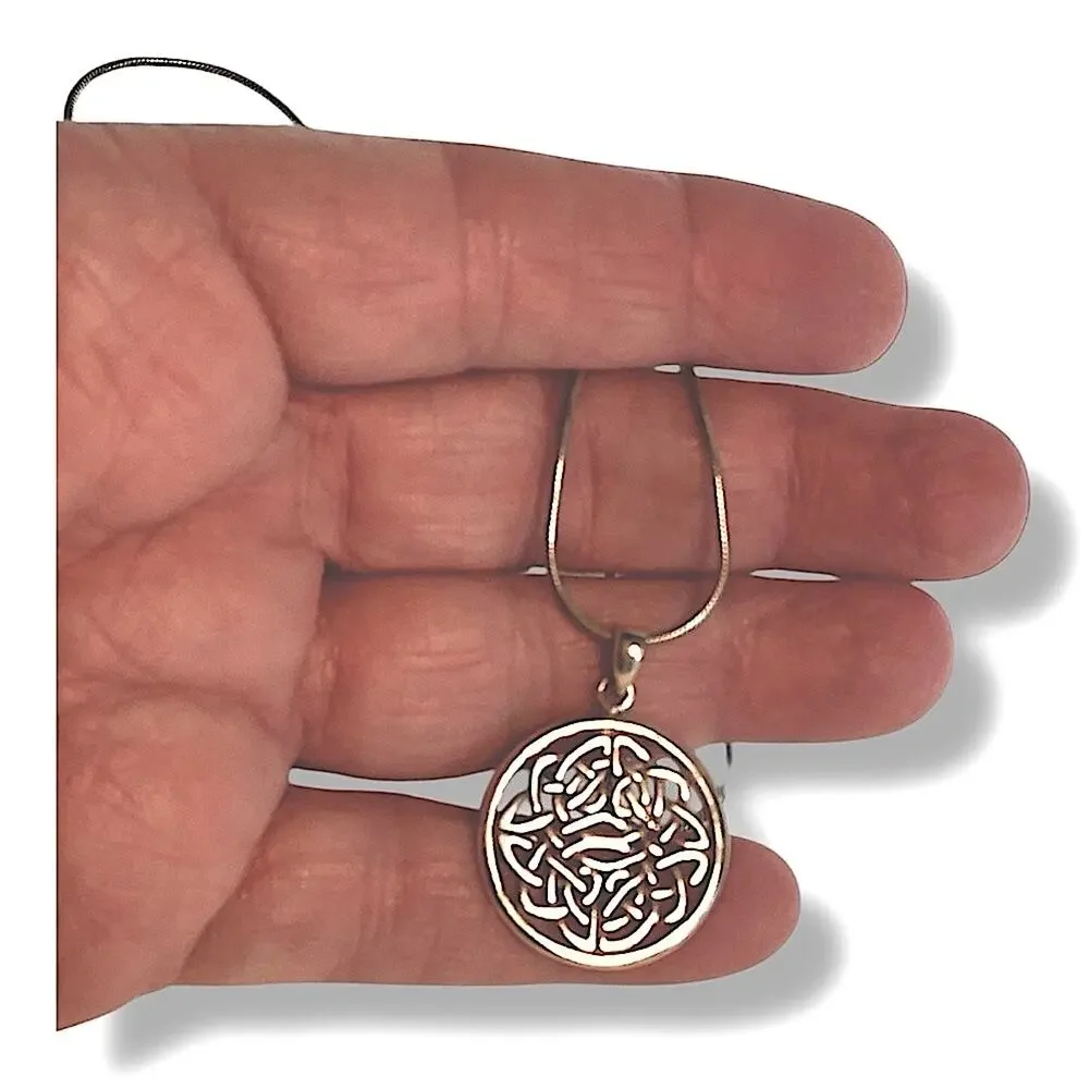 Round CELTIC Design in a Genuine Silver Necklace